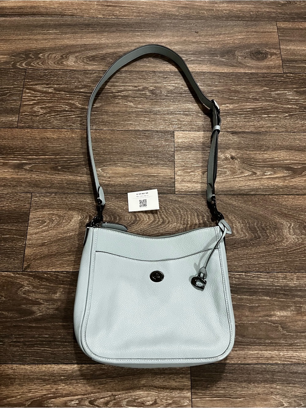 Coach Chaise Crossbody Bag Aqua Light Blue Pebbled Leather with Turnlock